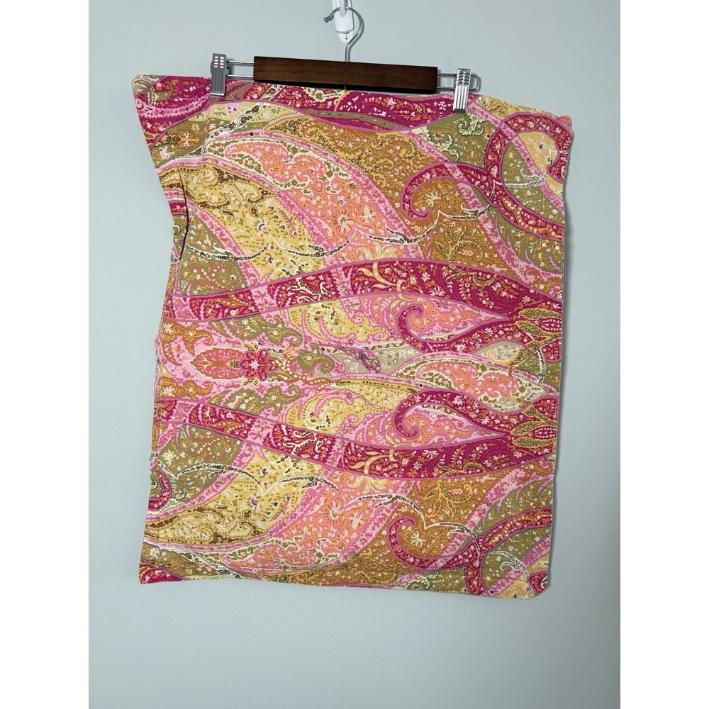 ECHO Pink Paisley Standard Pillow Sham Reversable Striped Colorful Cotton 22x27